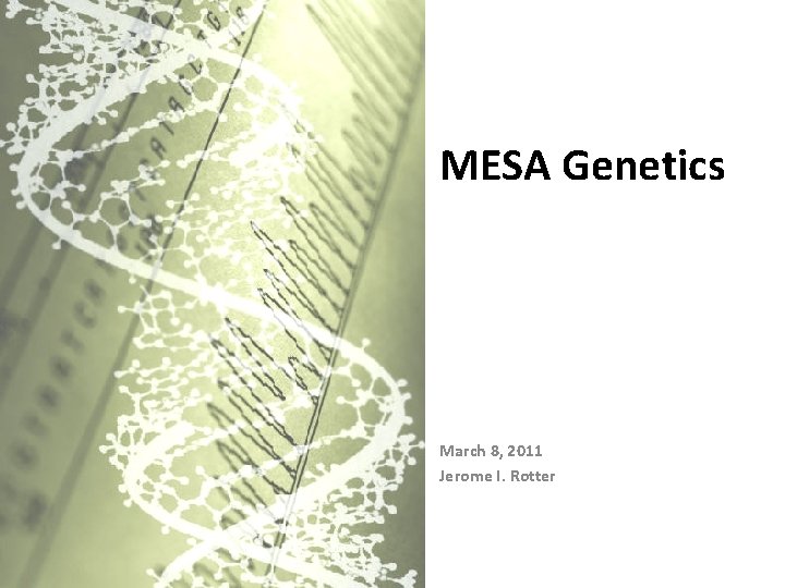 MESA Genetics March 8, 2011 Jerome I. Rotter 
