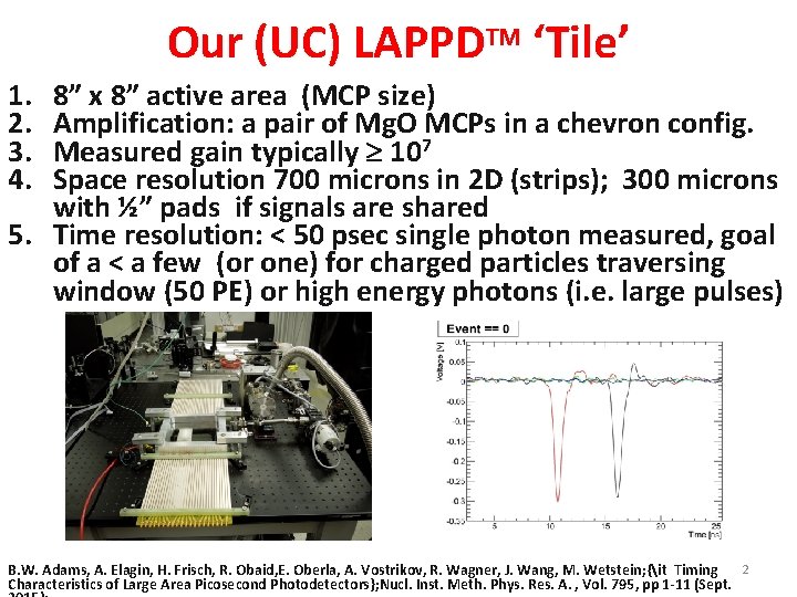 Our (UC) LAPPDTM ‘Tile’ 1. 2. 3. 4. 8” x 8” active area (MCP