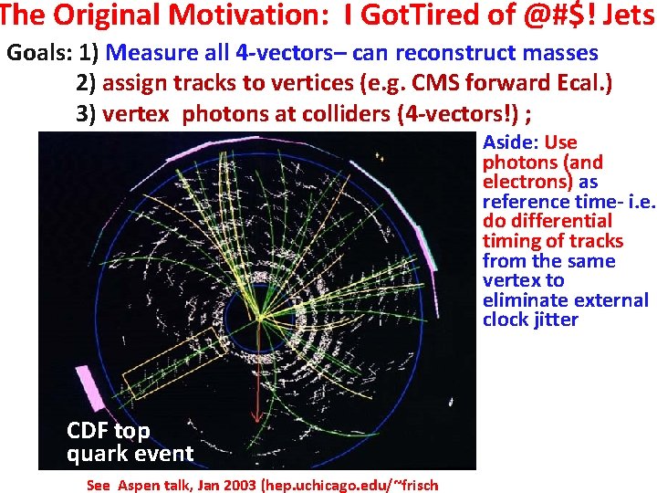 The Original Motivation: I Got. Tired of @#$! Jets Goals: 1) Measure all 4