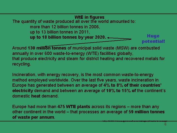 Wt. E in figures The quantity of waste produced all over the world amounted