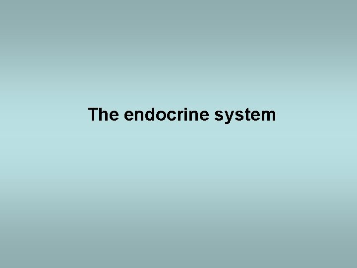 The endocrine system 