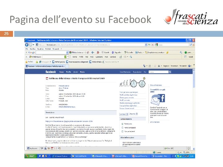 Pagina dell’evento su Facebook 25 Pagina dell’evento su Facebook 25