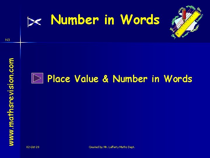 Number in Words www. mathsrevision. com N 3 Place Value & Number in Words