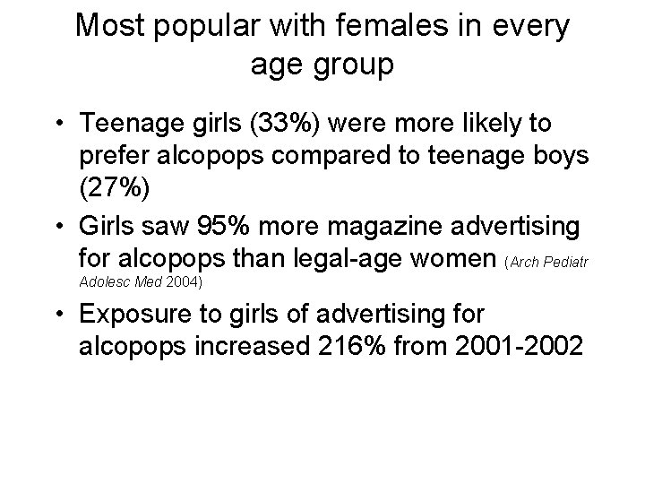 Most popular with females in every age group • Teenage girls (33%) were more