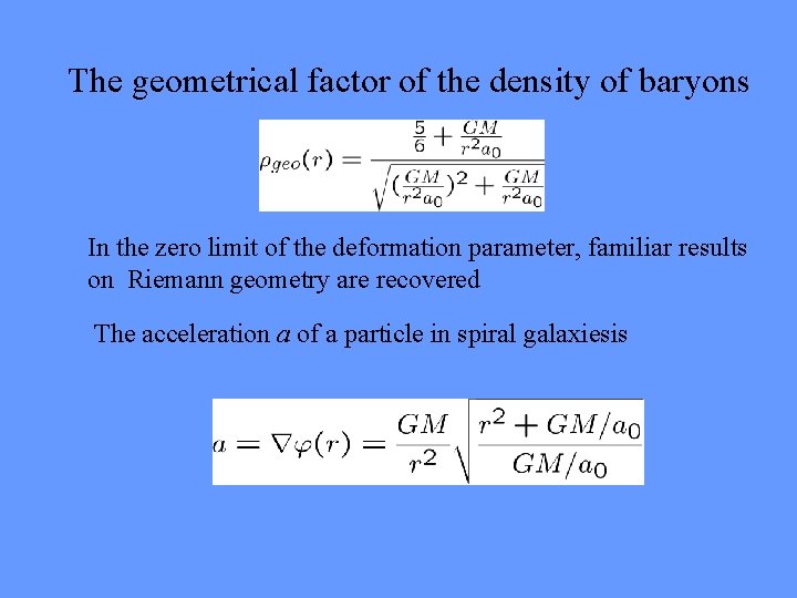 The geometrical factor of the density of baryons In the zero limit of the