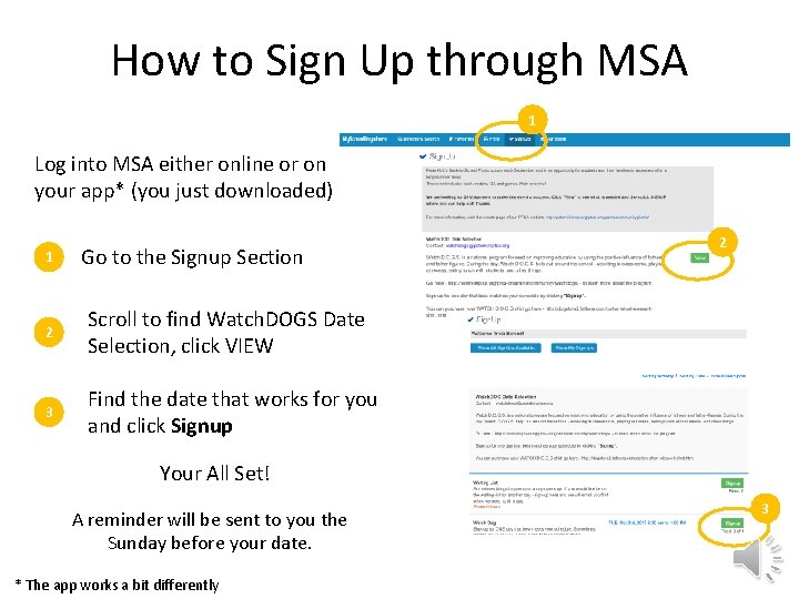 How to Sign Up through MSA 1 Log into MSA either online or on