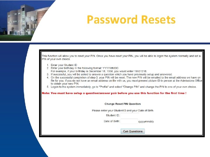 Password Resets 