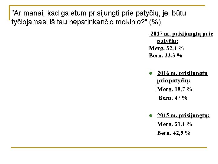 “Ar manai, kad galėtum prisijungti prie patyčių, jei būtų tyčiojamasi iš tau nepatinkančio mokinio?