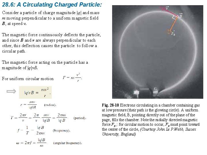 28. 6: A Circulating Charged Particle: Consider a particle of charge magnitude |q| and