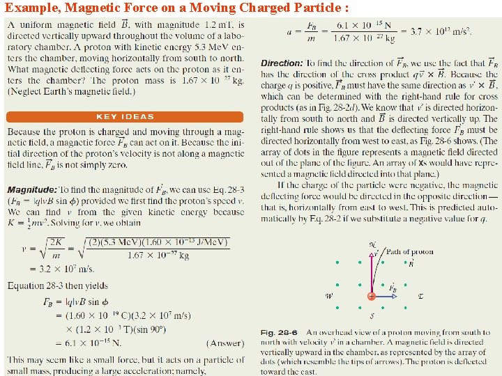 Example, Magnetic Force on a Moving Charged Particle : 