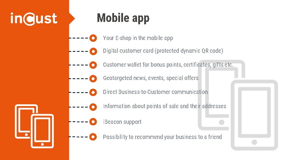 Mobile app Your E-shop in the mobile app Digital customer card (protected dynamic QR