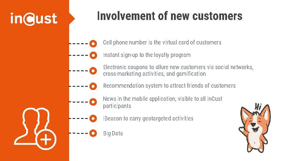 Involvement of new customers Cell phone number is the virtual card of customers Instant