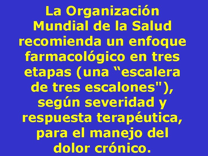 La Organización Mundial de la Salud recomienda un enfoque farmacológico en tres etapas (una