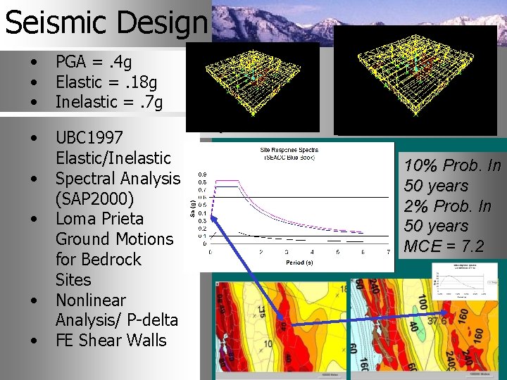 Seismic Design • • • PGA =. 4 g Elastic =. 18 g Inelastic