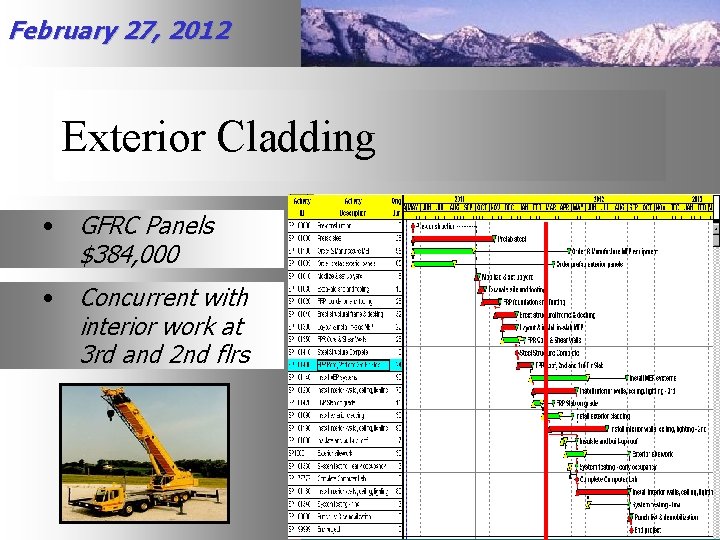 February 27, 2012 Exterior Cladding • GFRC Panels $384, 000 • Concurrent with interior