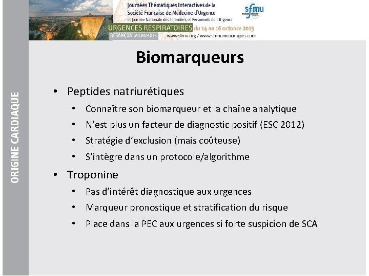 Biomarqueurs • Peptides natriurétiques • Connaître son biomarqueur et la chaîne analytique • N’est