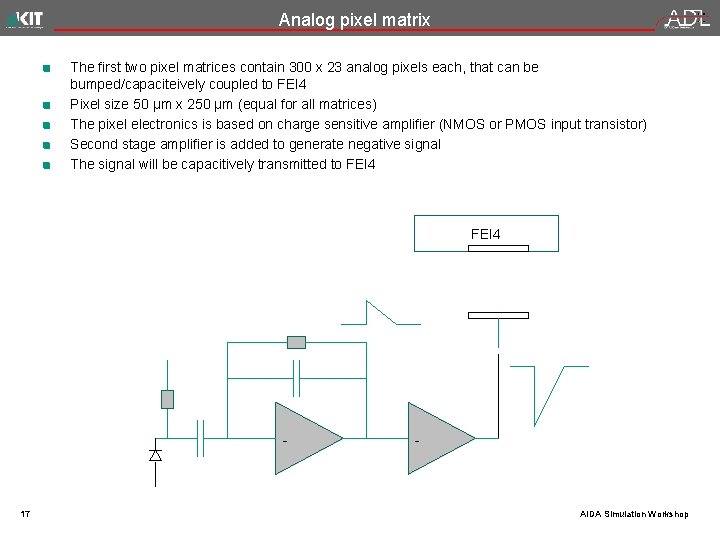 Analog pixel matrix The first two pixel matrices contain 300 x 23 analog pixels