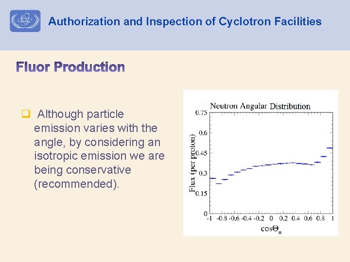 Authorization and Inspection of Cyclotron Facilities q Although particle emission varies with the angle,