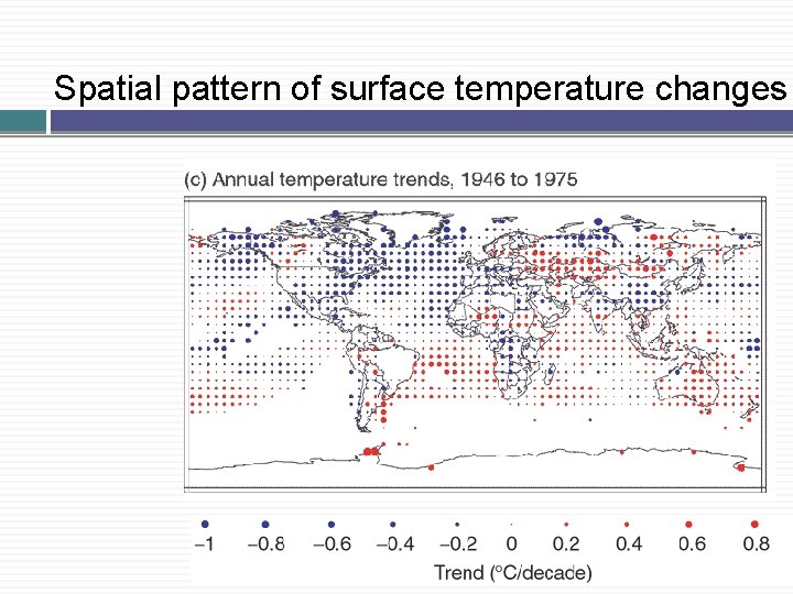 Spatial pattern of surface temperature changes 