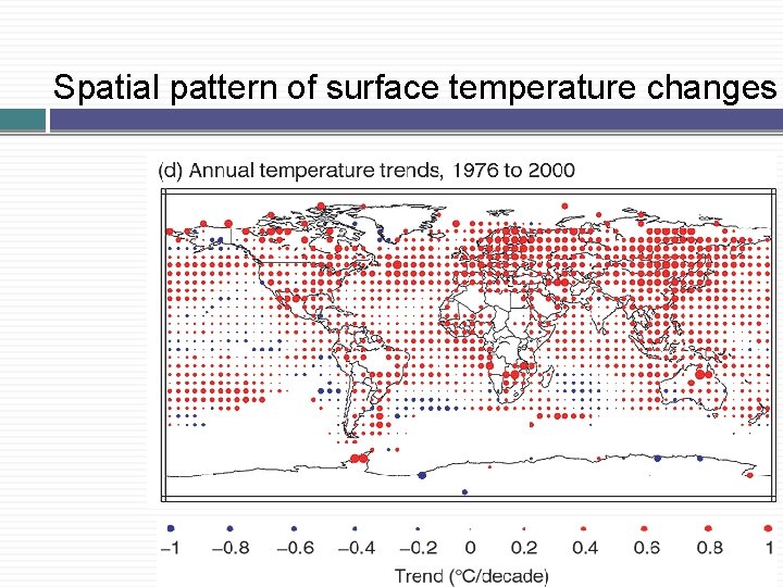 Spatial pattern of surface temperature changes 