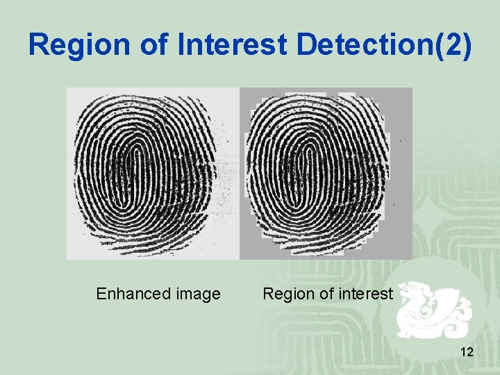 Region of Interest Detection(2) Enhanced image Region of interest 12 Region of Interest Detection(2) Enhanced image Region of interest 12