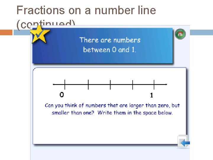 Fractions on a number line (continued) 