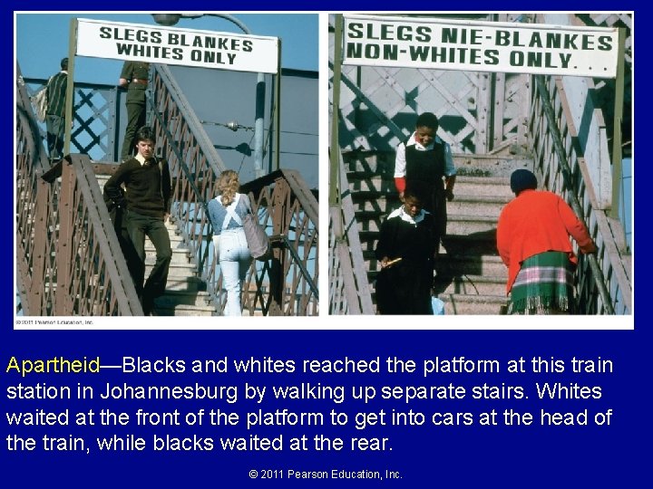 Apartheid—Blacks and whites reached the platform at this train station in Johannesburg by walking Apartheid—Blacks and whites reached the platform at this train station in Johannesburg by walking