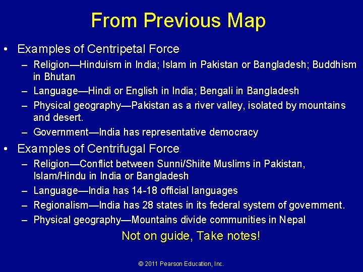From Previous Map • Examples of Centripetal Force – Religion—Hinduism in India; Islam in From Previous Map • Examples of Centripetal Force – Religion—Hinduism in India; Islam in
