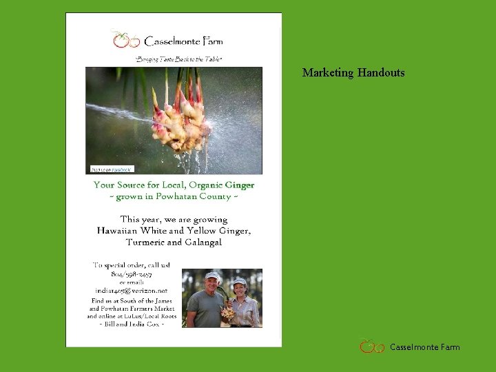 Marketing Handouts Casselmonte Farm 