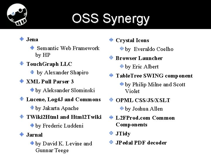 OSS Synergy Jena Semantic Web Framework by HP Touch. Graph LLC by Alexander Shapiro