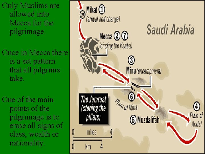 Only Muslims are allowed into Mecca for the pilgrimage. Once in Mecca there is