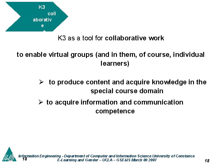 K 3 coll aborativ e elearning K 3 as a tool for collaborative para