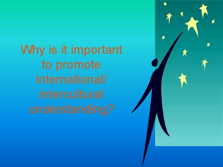 Why is it important to promote international/ intercultural understanding? 