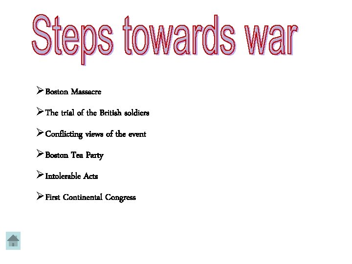  Boston Massacre The trial of the British soldiers Conflicting views of the event