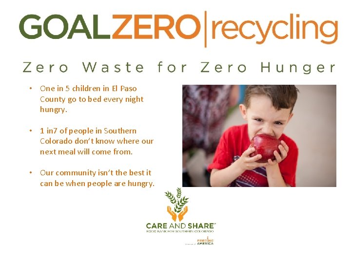  • One in 5 children in El Paso County go to bed every