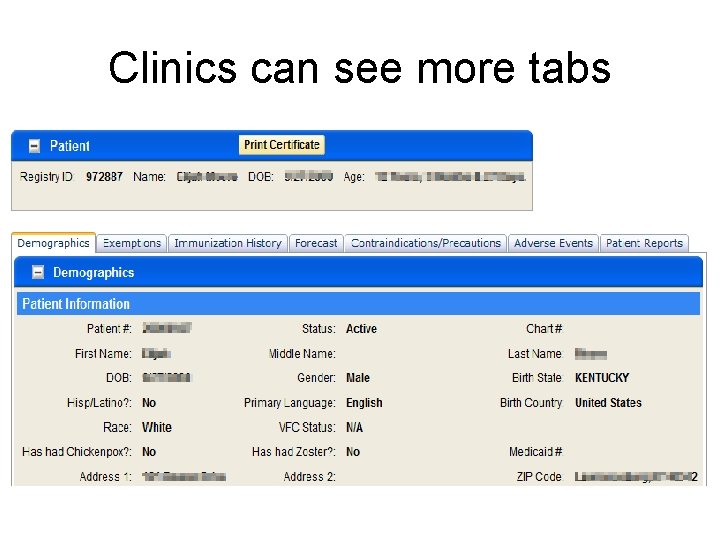 Clinics can see more tabs 