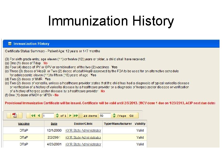 Immunization History 