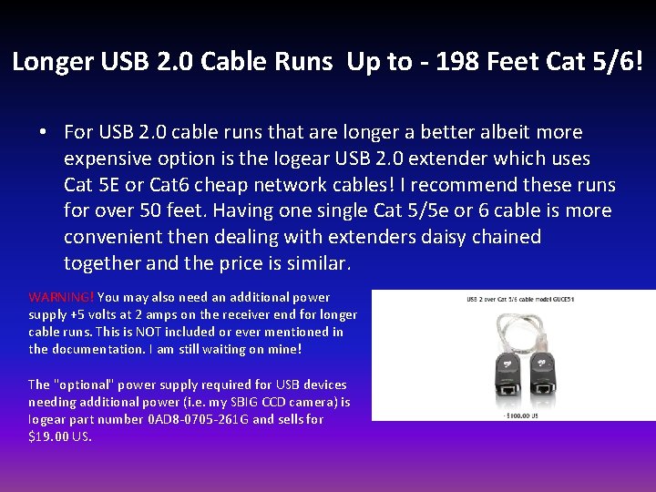 Longer USB 2. 0 Cable Runs Up to - 198 Feet Cat 5/6! •