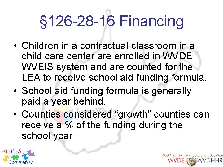 § 126 -28 -16 Financing • Children in a contractual classroom in a child