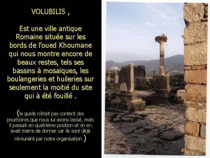 VOLUBILIS , Est une ville antique Romaine située sur les bords de l’oued Khoumane