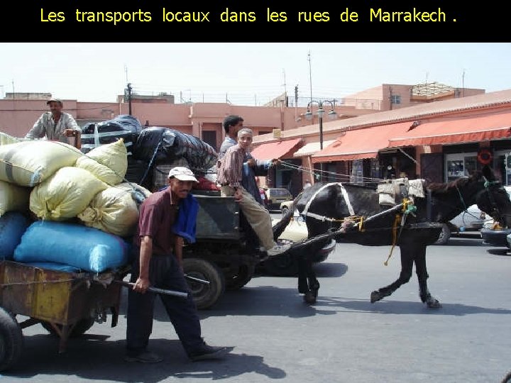 Les transports locaux dans les rues de Marrakech. 