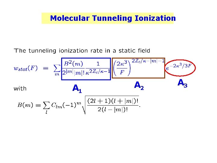 Molecular Tunneling Ionization A 1 A 2 A 3 