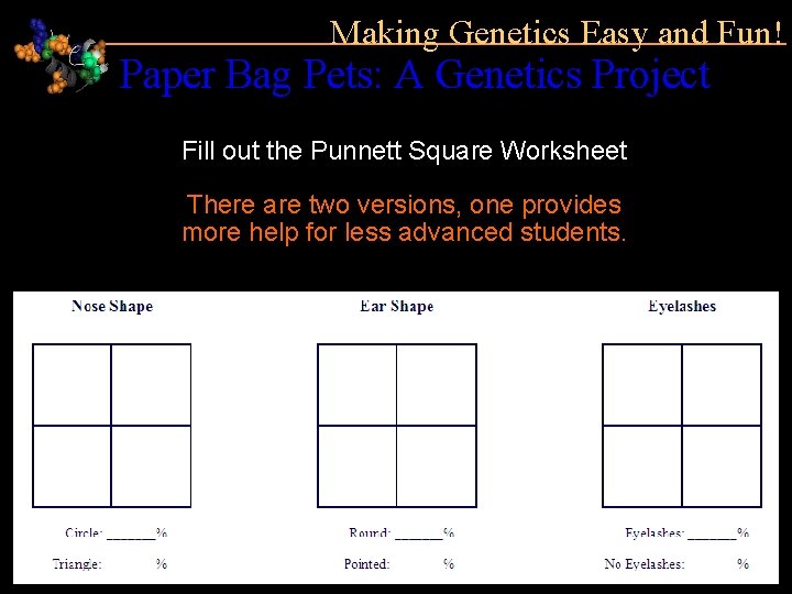 Making Genetics Easy and Fun! Paper Bag Pets: A Genetics Project Fill out the