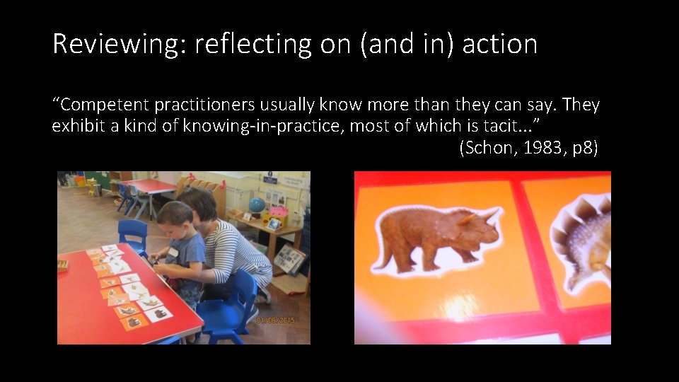 Reviewing: reflecting on (and in) action “Competent practitioners usually know more than they can