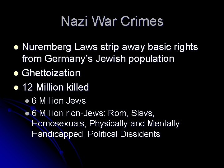 Nazi War Crimes Nuremberg Laws strip away basic rights from Germany’s Jewish population l