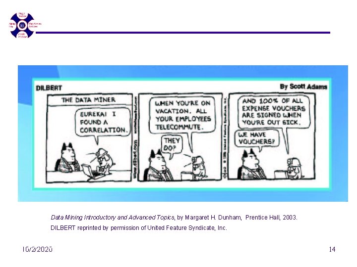 Data Mining Introductory and Advanced Topics, by Margaret H. Dunham, Prentice Hall, 2003. DILBERT Data Mining Introductory and Advanced Topics, by Margaret H. Dunham, Prentice Hall, 2003. DILBERT