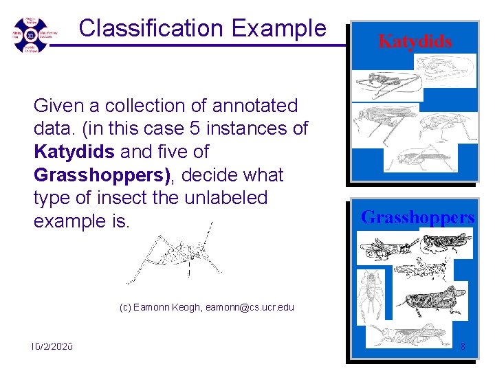 Classification Example Given a collection of annotated data. (in this case 5 instances of Classification Example Given a collection of annotated data. (in this case 5 instances of