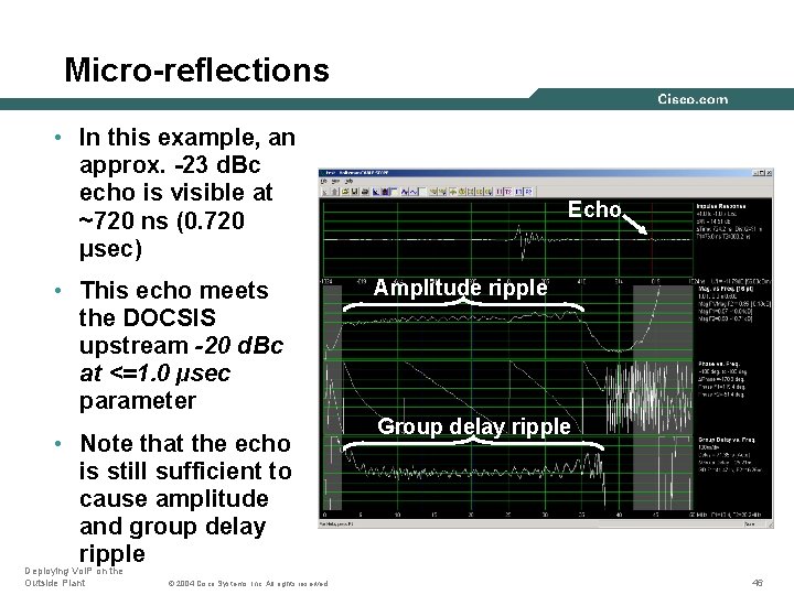 Micro-reflections • In this example, an approx. -23 d. Bc echo is visible at