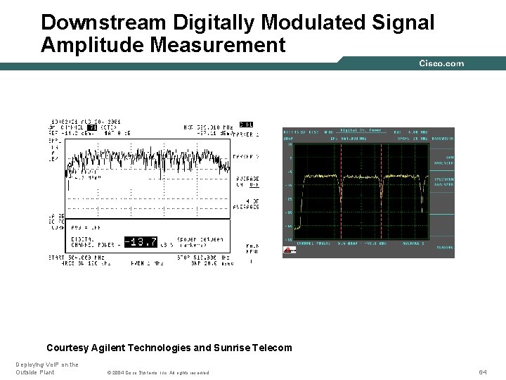 Downstream Digitally Modulated Signal Amplitude Measurement Courtesy Agilent Technologies and Sunrise Telecom Deploying Vo.