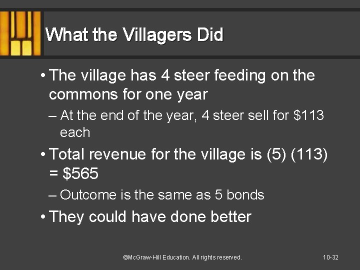 What the Villagers Did • The village has 4 steer feeding on the commons